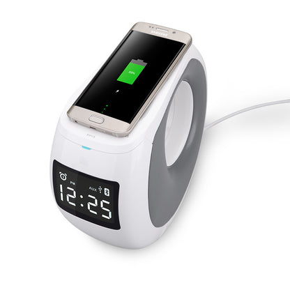 Smart Wireless Charging Alarm Clock Speaker with BluetoothLCD Display
