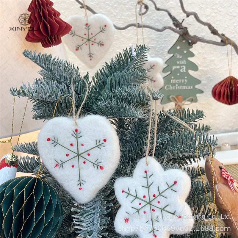 Christmas White Felt Snowflake Decoration for Christmas Tree, Holiday Scene Decoration, Gift DIY Ornament
