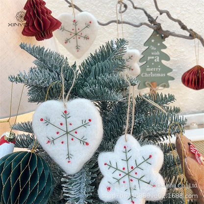 Christmas White Felt Snowflake Decoration for Christmas Tree, Holiday Scene Decoration, Gift DIY Ornament