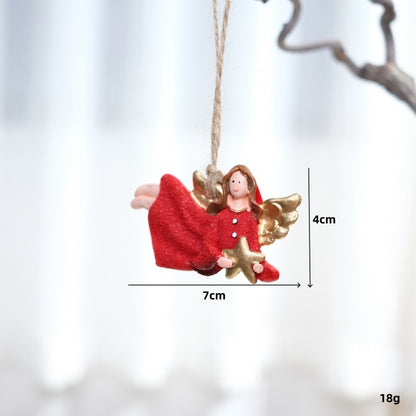Cute Red Resin Angel Ornament Christmas Tree Decoration Gift Decorative Hanging Charm