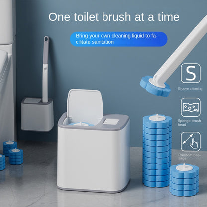 One-Time Use Toilet Brush Set, No Dead Corners, Household Disposable Replaceable Cleaning Brush Head, Antibacterial Toilet Brush for Bathroom