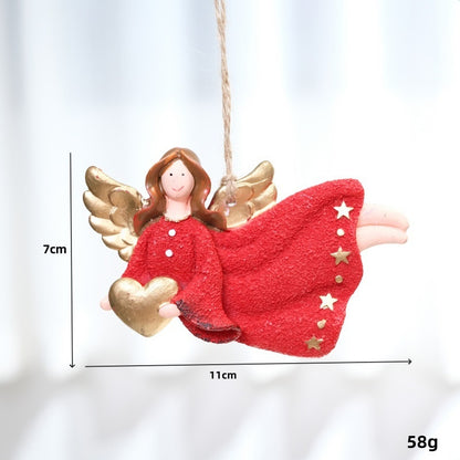 Cute Red Resin Angel Ornament Christmas Tree Decoration Gift Decorative Hanging Charm