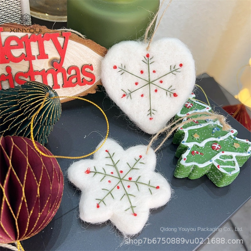 Christmas White Felt Snowflake Decoration for Christmas Tree, Holiday Scene Decoration, Gift DIY Ornament